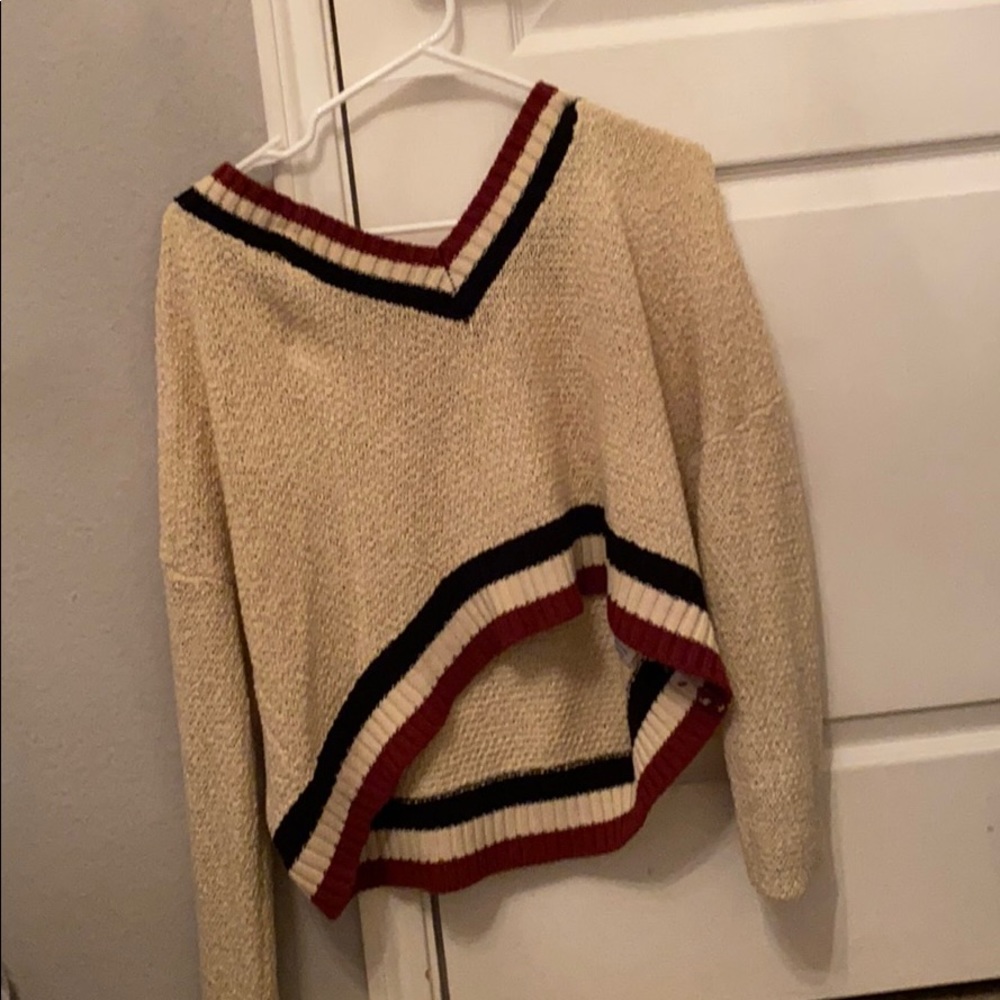 Cream, Maroon, & Navy Sweater